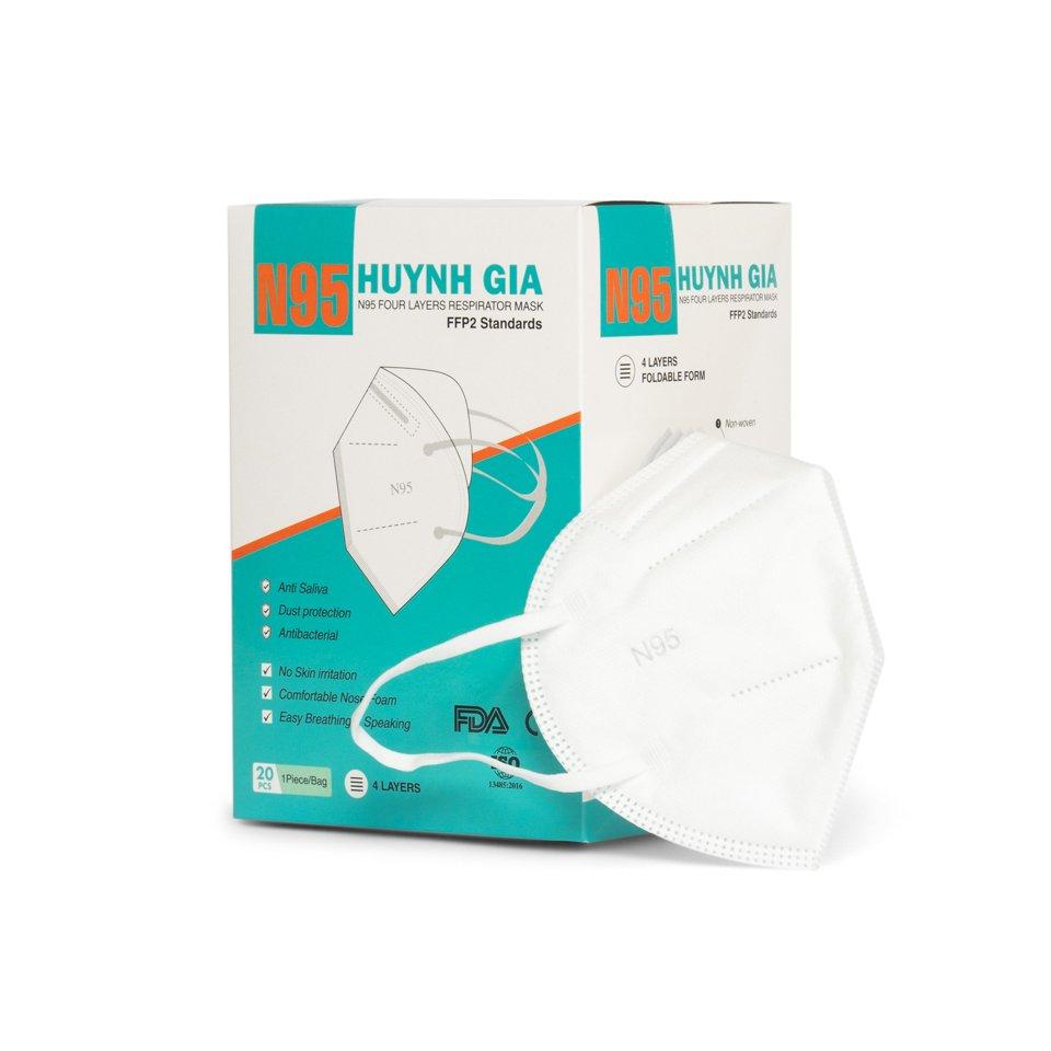 Khẩu Trang Y tế N95, 5 Lớp Huỳnh Gia, Hàng Xuất Khẩu (Hộp 20 Cái)