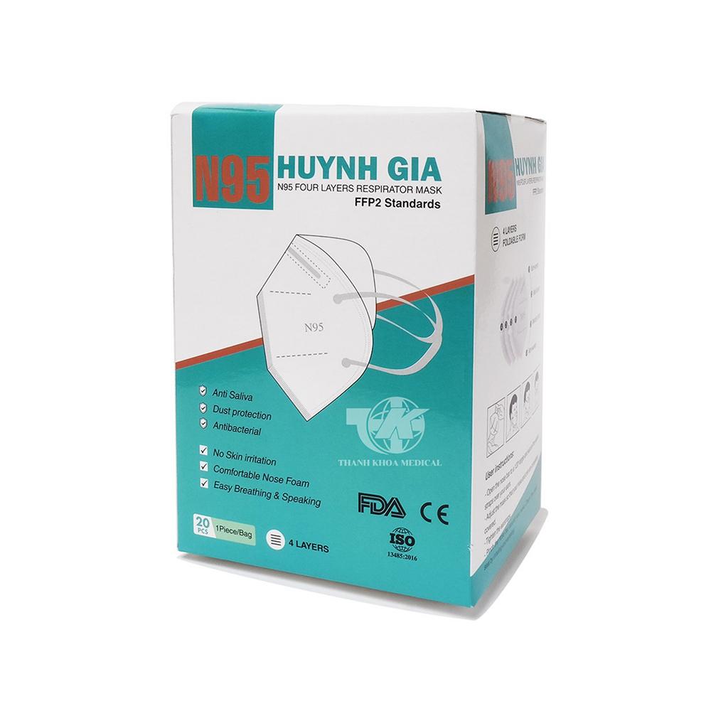 Khẩu Trang Y tế N95, 5 Lớp Huỳnh Gia, Hàng Xuất Khẩu (Hộp 20 Cái)