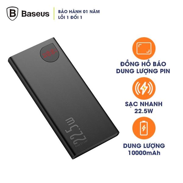 Sạc Dự Phòng Baseus Adaman Metal Digital Display Quick Charge 22.5W 10000mAh - Hàng Chính Hãng Nguyên Hộp