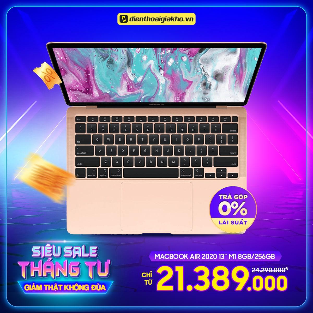 MGND3 - MacBook Air 2020 13 Inch Apple M1 8GB/256GB Gold Chính Hãng