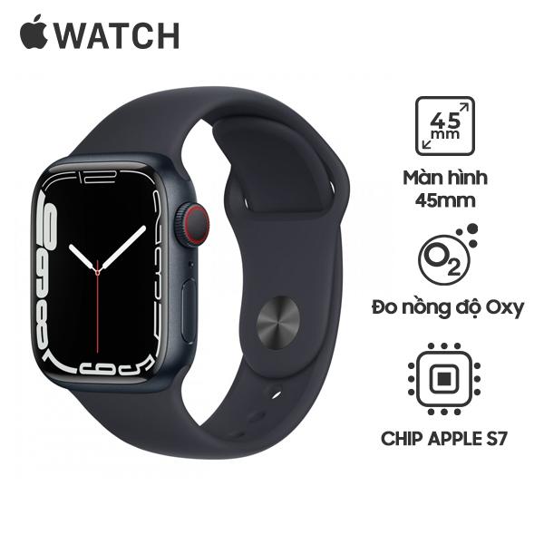 Apple Watch Series 7 45mm LTE Viền Nhôm Dây Cao Su Chính Hãng