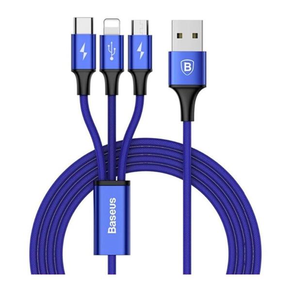Cáp Sạc Baseus Rapid Series 3 Đầu Lightning - MicroUSB - Type-C (3A - 120cm)