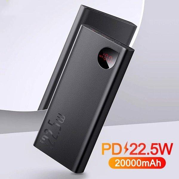 Pin Dự Phòng BASEUS Sạc Nhanh 22.5W 20.000mAh Mỏng Gọn, Có Màn Hình Hiển Thị Dung Lượng Pin (Adaman Metal Series)