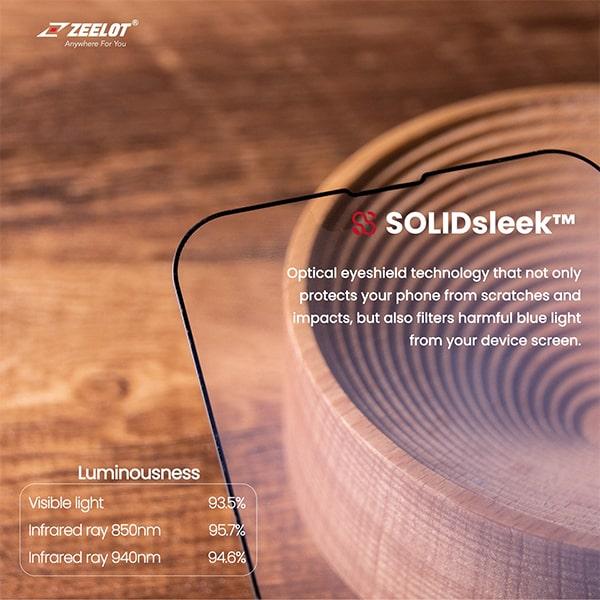 Miếng Dán Cường Lực Chống Tia Xanh Solidsleek Zeelot cho iPhone 13 | 14 Series