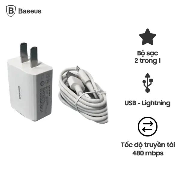 Bộ cốc củ cáp sạc iPhone Baseus CCDX-A02 max 2A