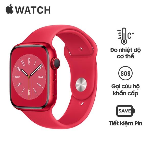 Apple Watch Series 8 41mm GPS Viền Nhôm Dây Cao Su Chính Hãng