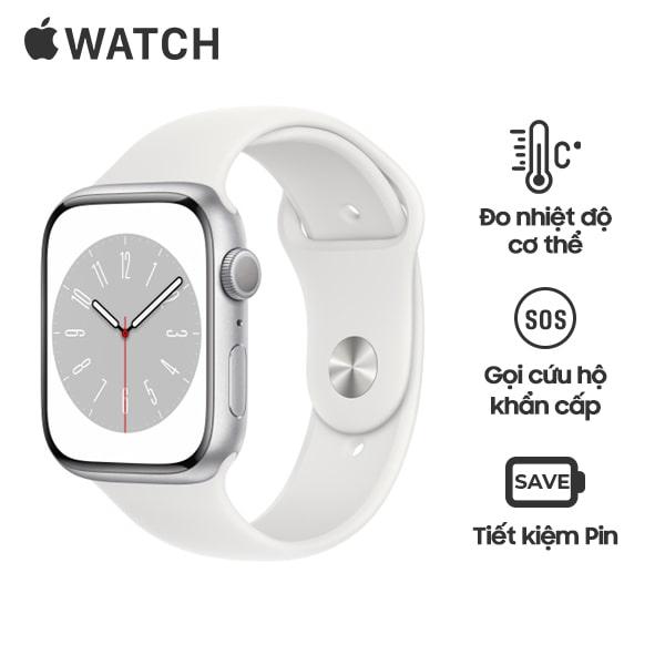 Apple Watch Series 8 41mm GPS Viền Nhôm Dây Cao Su Chính Hãng