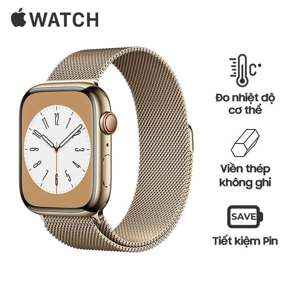 Apple Watch Series 8 41mm Viền Thép Dây Thép Chính Hãng VN/A