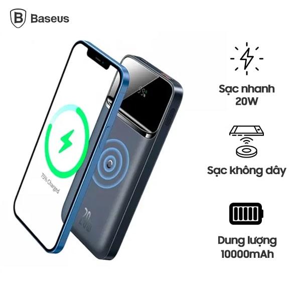 Sạc Dự Phòng Không Dây Baseus 20W Magnetic Wireless Power Bank 10.000mAh