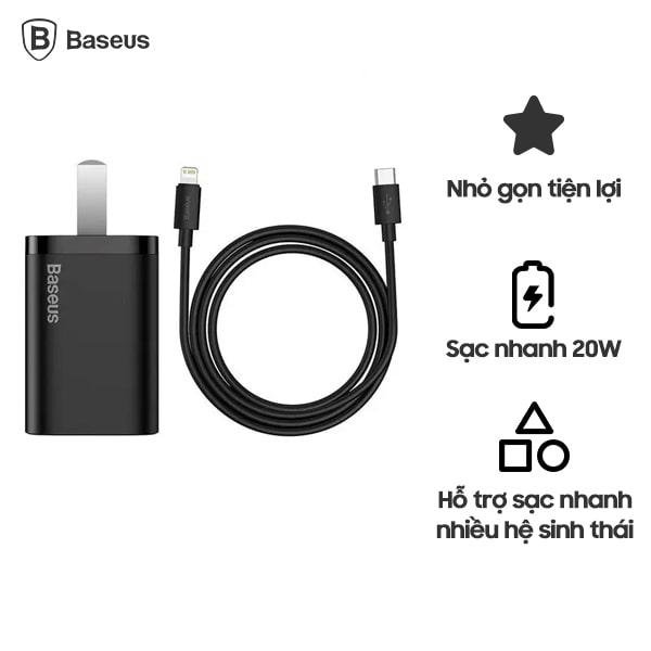 Bộ Sạc Kèm Cáp BASEUS Super Si Quick Charger 20W