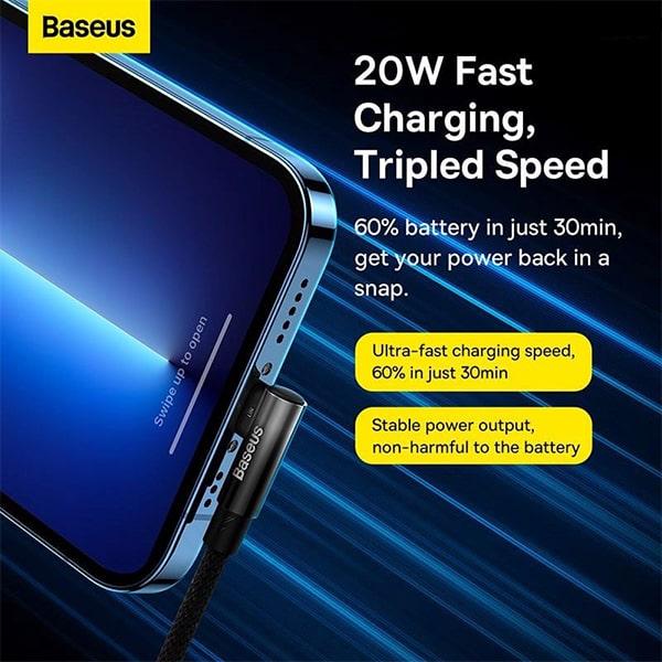 Cáp sạc nhanh iPhone 90 độ Baseus MVP 2 Elbow-shaped Type-C to Lightning 20W 1M