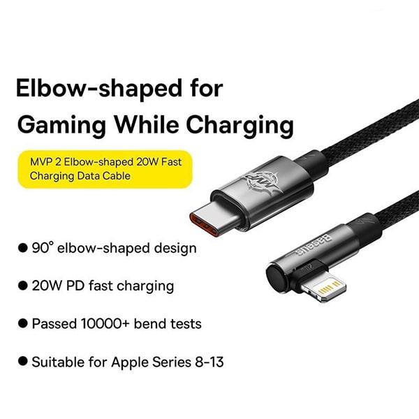 Cáp sạc nhanh iPhone 90 độ Baseus MVP 2 Elbow-shaped Type-C to Lightning 20W 1M