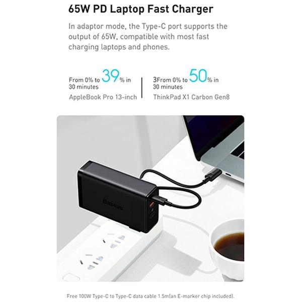 Cốc Sạc Nhanh Kiêm Pin Dự Phòng Baseus Power Station 4 Hybrid GaN 87W & 10.000mAh