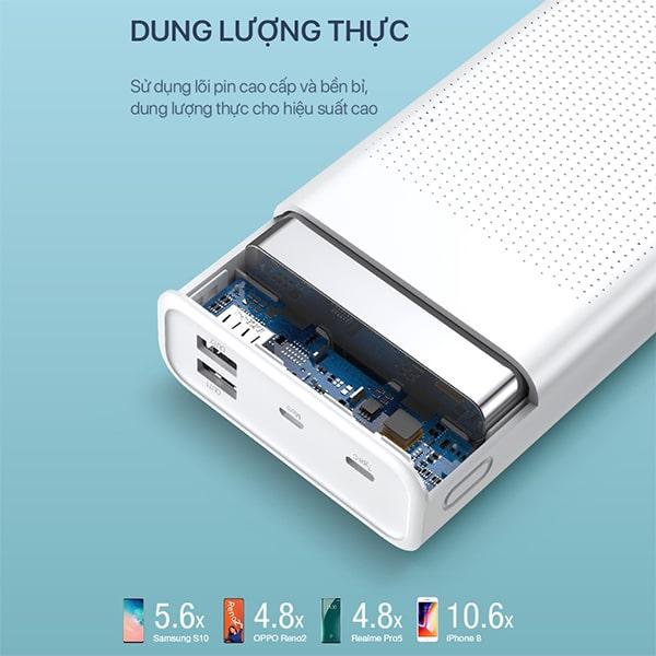 Pin Sạc Dự Phòng ROBOT RT30 30.000mAh Sạc Nhanh PD/QC 3.0 Công Suất 22.5W 3 Cổng Sạc Ra