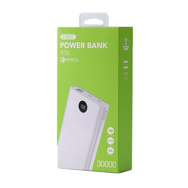 Pin Sạc Dự Phòng ROBOT RT30 30.000mAh Sạc Nhanh PD/QC 3.0 Công Suất 22.5W 3 Cổng Sạc Ra