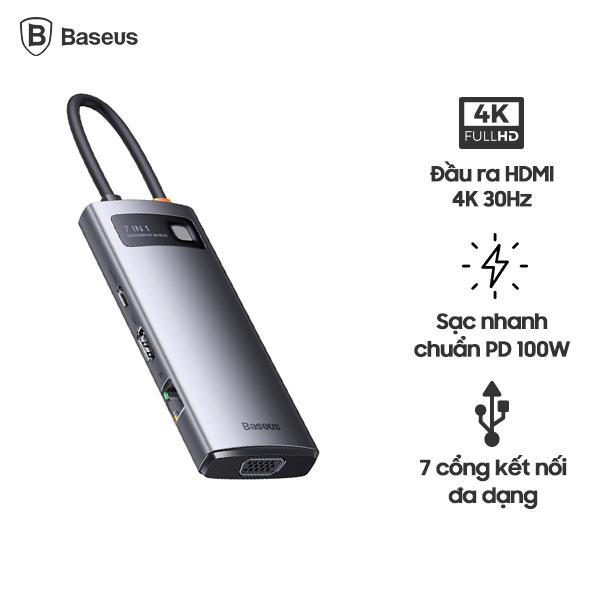 Hub Chuyển Đa Năng BASEUS Metal Gleam Series Multifunctional Docking Station 7in1( 4K30Hz)