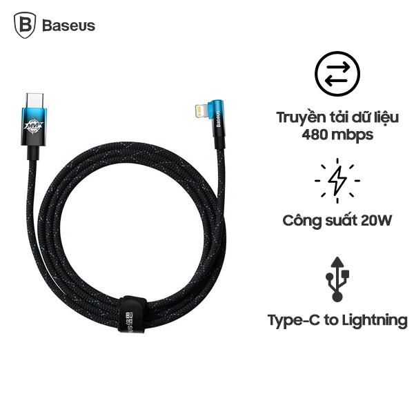 Cáp sạc nhanh iPhone 90 độ Baseus MVP 2 Elbow-shaped Type-C to Lightning 20W 1M