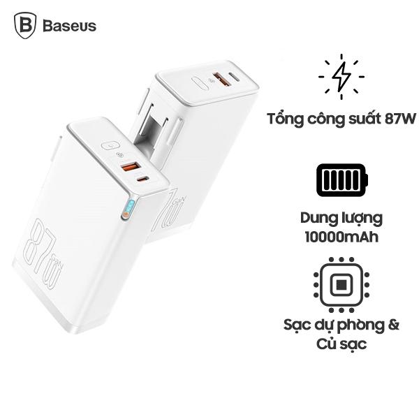 Cốc Sạc Nhanh Kiêm Pin Dự Phòng Baseus Power Station 4 Hybrid GaN 87W & 10.000mAh