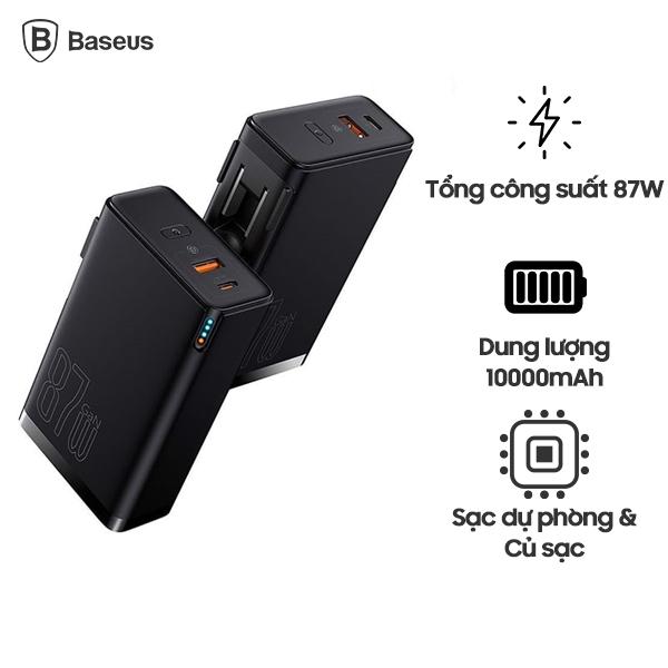 Cốc Sạc Nhanh Kiêm Pin Dự Phòng Baseus Power Station 4 Hybrid GaN 87W & 10.000mAh
