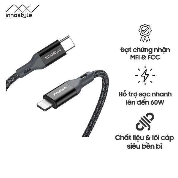 Cáp Innostyle Powerflex USB-C to Lightning MFI 1.5m