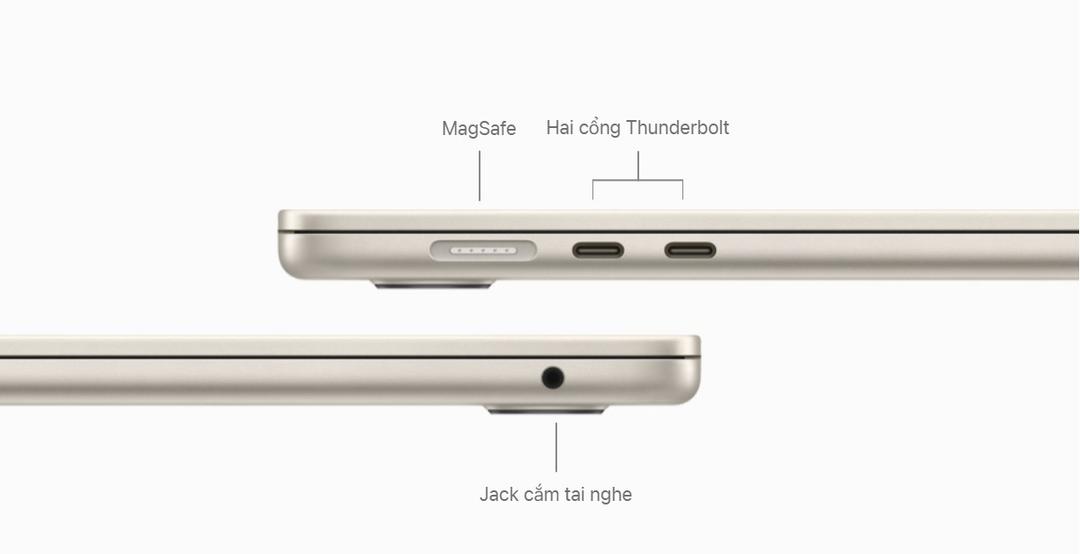 cổng kết nối đa dạng tr&ecirc;n Macbook Air 2023
