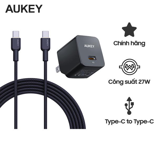 Combo Củ Cáp Sạc AUKEY Type-C 30W Đen