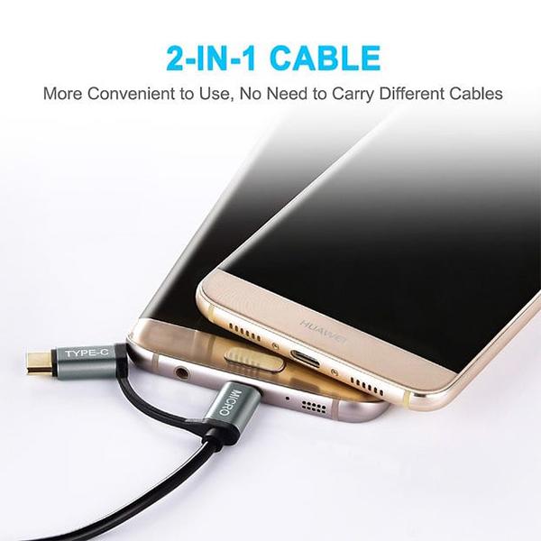 Dây Cáp CHOETECH 2in1 USB-A To USB-C + Micro 1.2m 15W