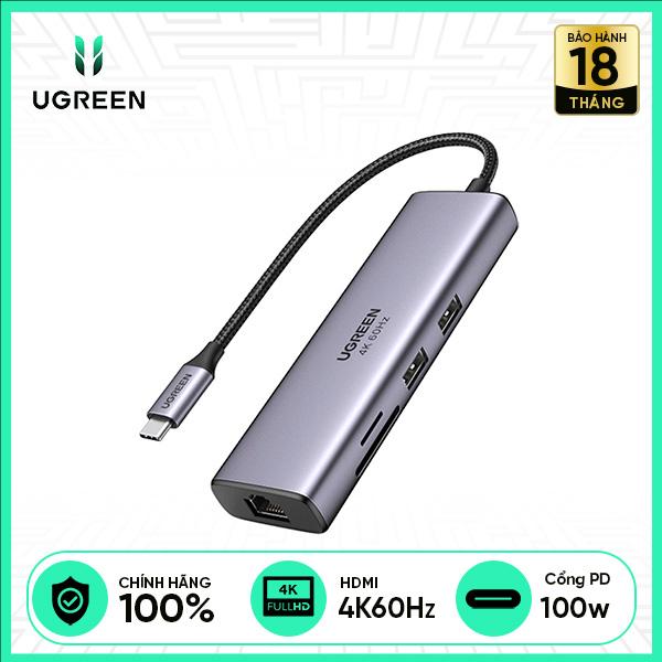 Cổng Chuyển UGREEN 7 IN 1 Type-C To HDMI+SD+TF+2*USB 3.0+RJ45