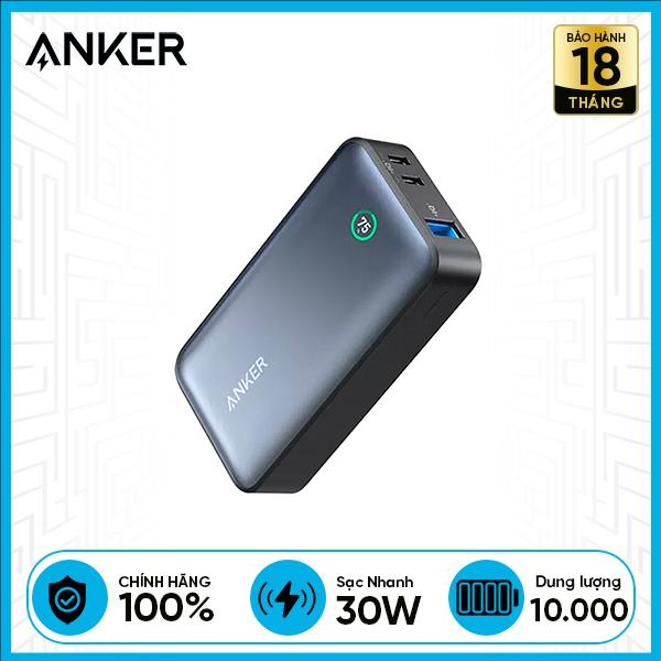 Pin Dự Phòng ANKER 553 Sạc Nhanh 30W 10.000mAh (A1256) Có Màn Hình Hiển Thị Dung Lượng Pin