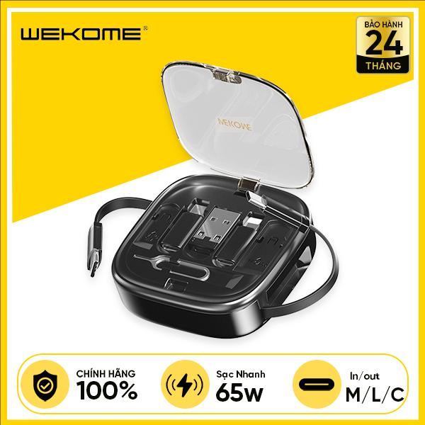 Bộ Cáp Sạc Đa Năng WEKOME 65W 6 Trong 1 WDC-15 Kèm Hộp Có Thể Thu Gọn Và Làm Giá Đỡ Điện Thoại