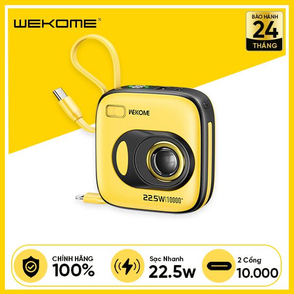 Pin Dự Phòng WEKOME WP-31 10.000mAh 22.5W Kèm Cáp Sạc Nhanh 2 trong 1 Thiết Kế Vintage