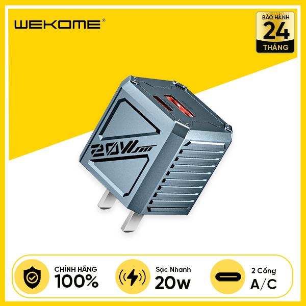 Củ Sạc Nhanh WEKOME WP-U146 PD20W Có 2 Cổng Output 1C/1A Nhỏ Gọn, An Toàn