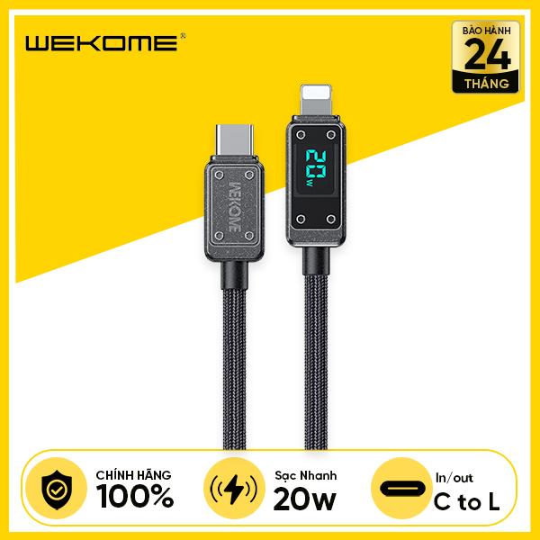 Cáp Sạc Nhanh WEKOME WDC-08 PD20W C To Lightning Bọc Dù Và Màn Hình Hiển Thị Công Suất