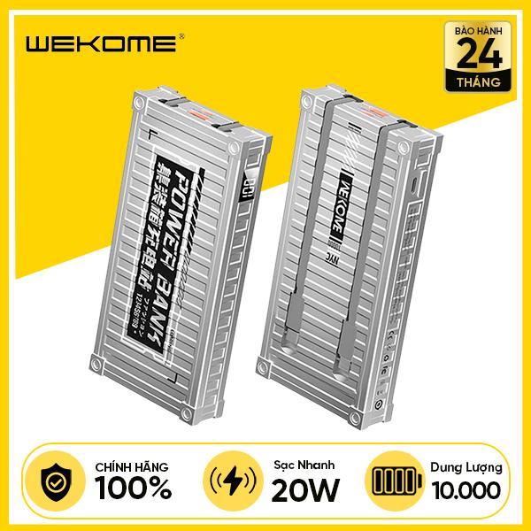 Pin Sạc Dự Phòng WEKOME WP-339 10.000mAh 20W, Kèm Cáp Sạc iPhone/Type-C, Màn hình hiển thị công suất pin