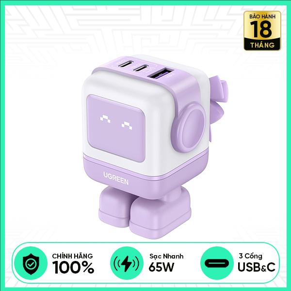 Củ Sạc Nhanh UGREEN GaN Nexode Robot 3 Cổng 65W