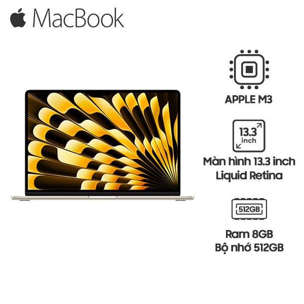 MacBook Air 2024 13 Inch Chip M3 8GB/512GB SSD | Chính Hãng Apple Việt Nam