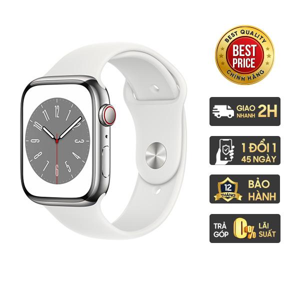 Apple Watch Series 8 45mm Viền Thép Dây Cao Su Chính Hãng Certified Refurbished