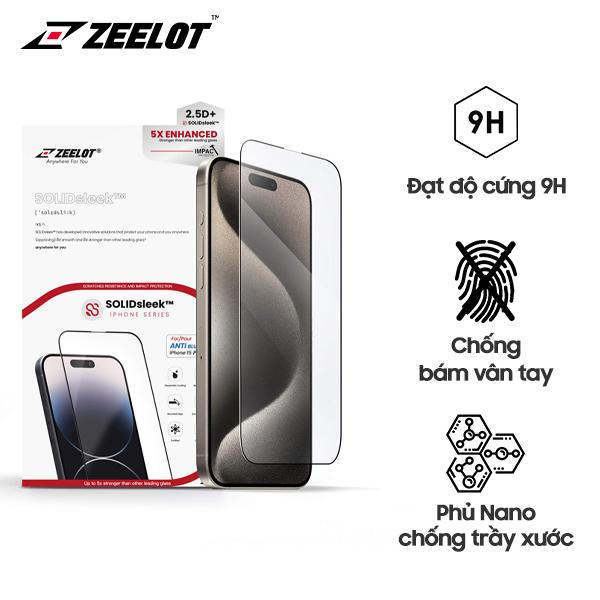 Miếng Dán Cường Lực Chống Vân Tay Solidsleek Zeelot cho iPhone 15 Series