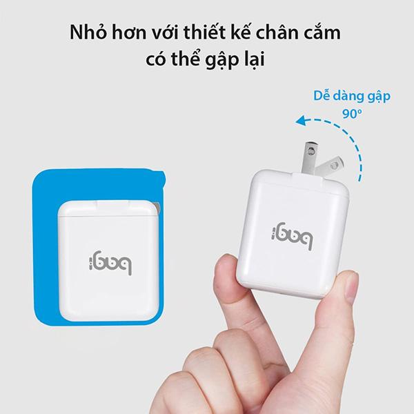 Củ sạc nhanh Bagi 2 cổng USB & Type-C PD 30W