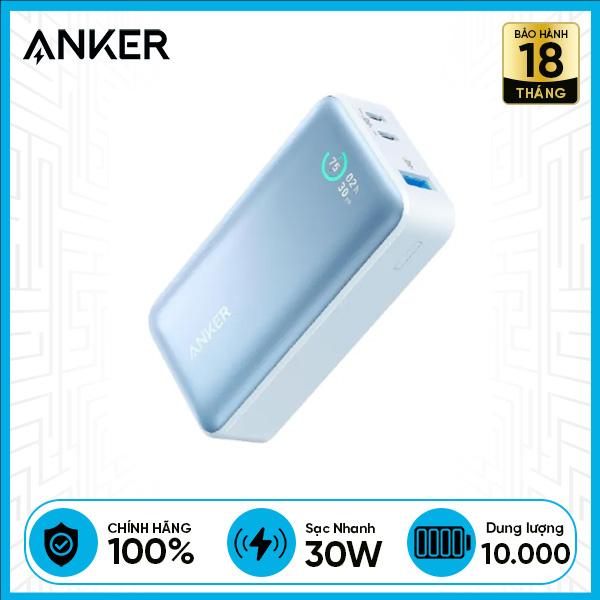 Pin Sạc Dự Phòng ANKER 553 Sạc Nhanh 30W 10.000mAh (A1256) Có Màn Hình Hiển Thị Dung Lượng Pin