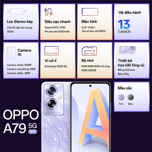 Oppo A79 5G 8GB/256GB Chính Hãng