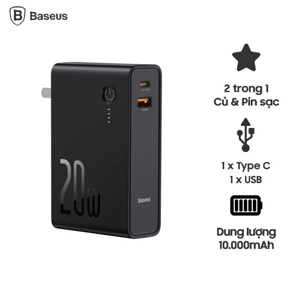 Củ Sạc Nhanh Kiêm Pin Sạc Dự Phòng Baseus Power Station 2 Power Bank Adaptor 10000mAh 20W