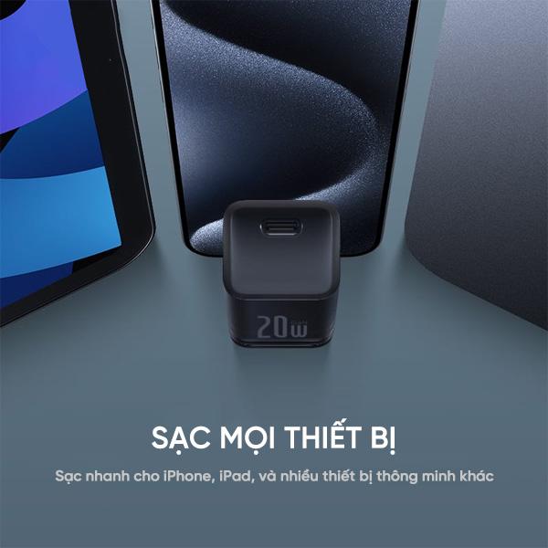 Bộ Sạc BASEUS GaN5S Fast Charger 1C 20W Kèm Cáp Dynamic 3 C To C