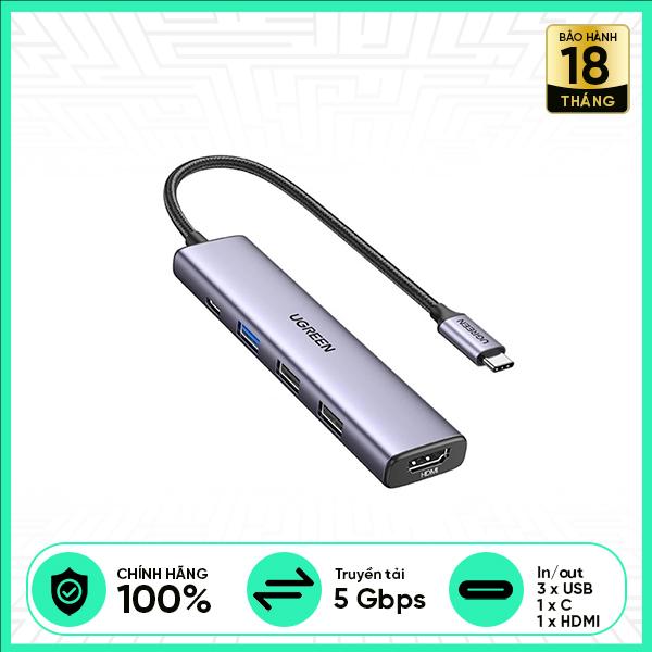 Cổng Chuyển UGREEN 5 IN 1 Type-C To HDMI 4K@30Hz PD100W 2xUSB 3.0 1xUSB 2.0