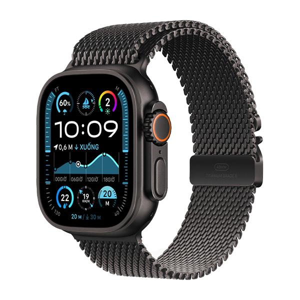 Apple Watch Ultra 2 49mm GPS + Cellular Viền Titanium Đen Dây Milanese Chính Hãng VN/A