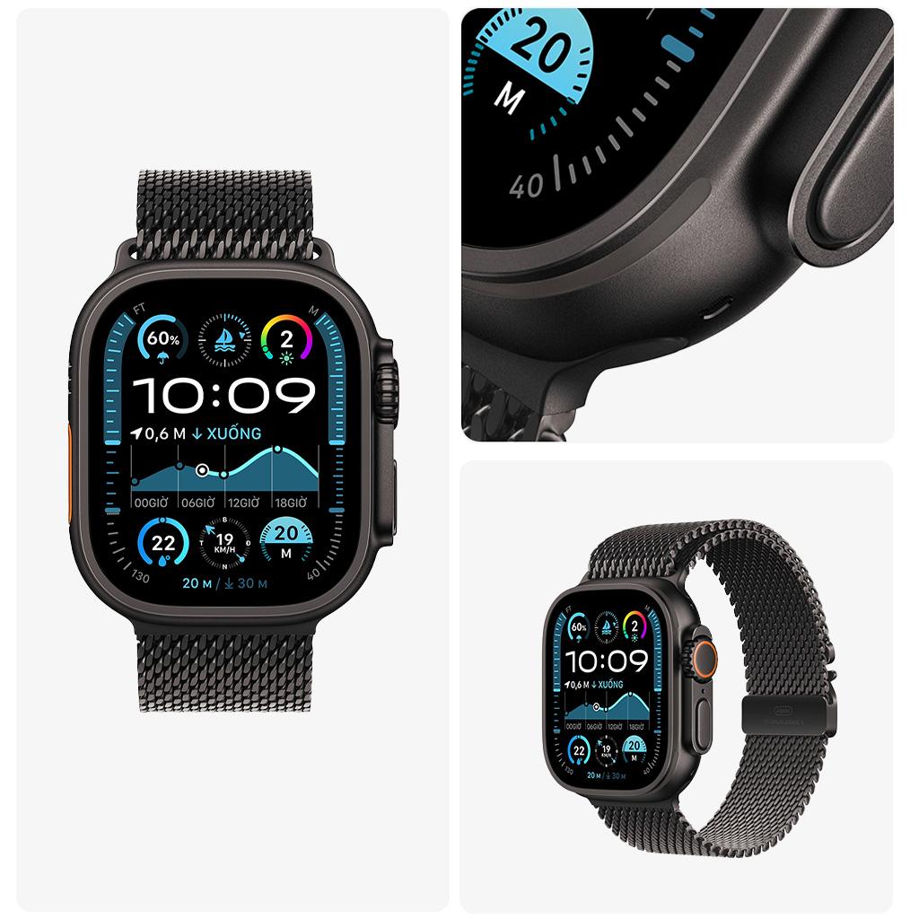 Apple Watch Ultra 2 49mm GPS + Cellular Viền Titanium Đen Dây Milanese Chính Hãng VN/A