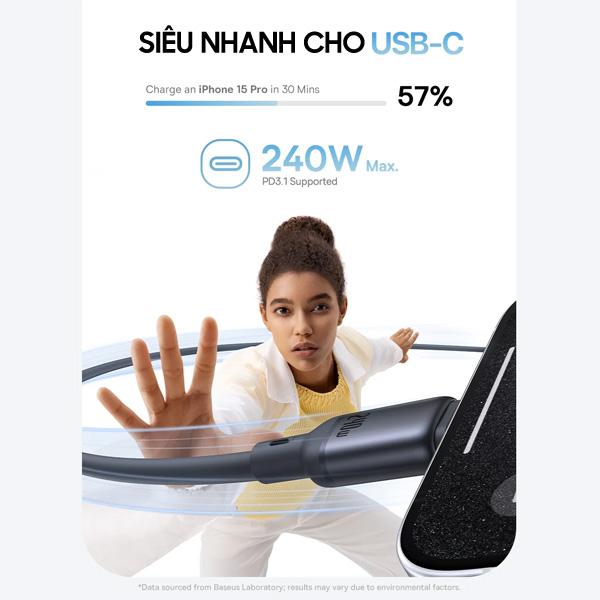 Cáp Sạc Nhanh BASEUS PicoGo 240W Magnetic USB-C to USB-C 1m