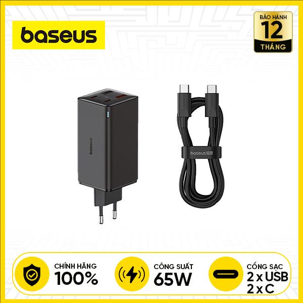 Bộ Sạc Nhanh BASEUS GaN6 Pro 2C+2U 65W | Kèm Cáp Sạc C-C 100W 1m Chính Hãng