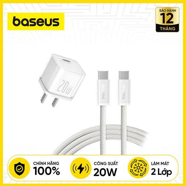 Bộ Sạc BASEUS GaN5S Fast Charger 1C 20W Kèm Cáp Dynamic 3 C To C