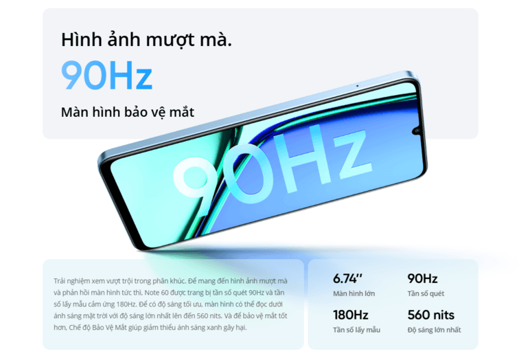 m&agrave;n h&igrave;nh Realme Note 60